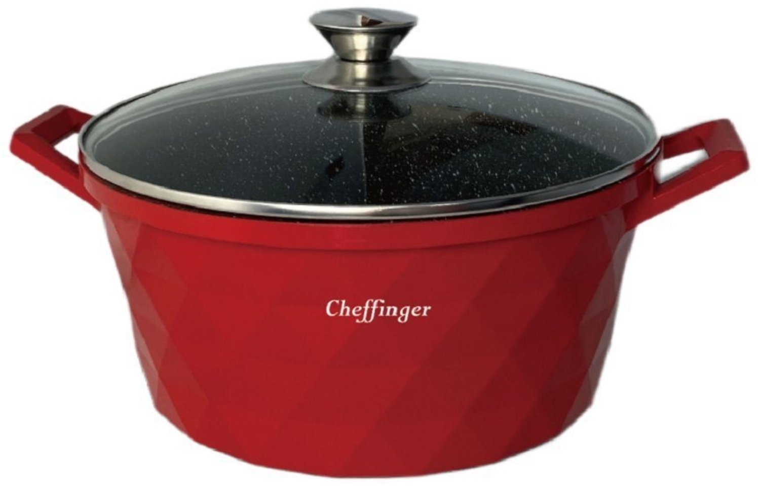 XXL Kochtopf Topf Kasserolle Glasdeckel Aluguss Induktion Ø32cm DIAC32-S Rot Bild 1