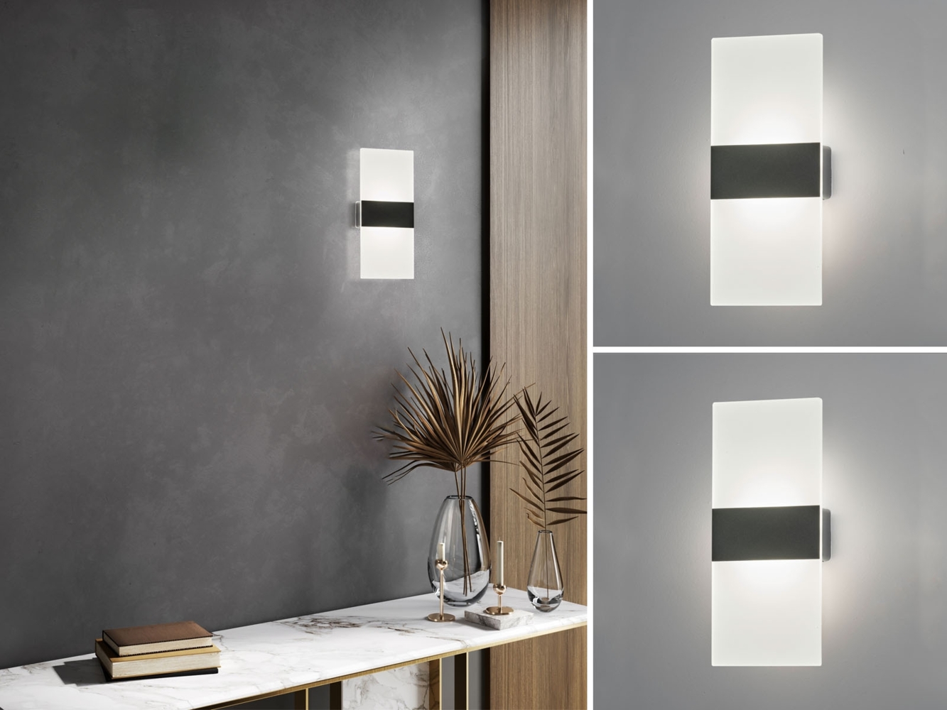 2er SET Akku Wandlampen kabellos dimmbar, Acrylglas Weiß, Breite 9,5cm Bild 1