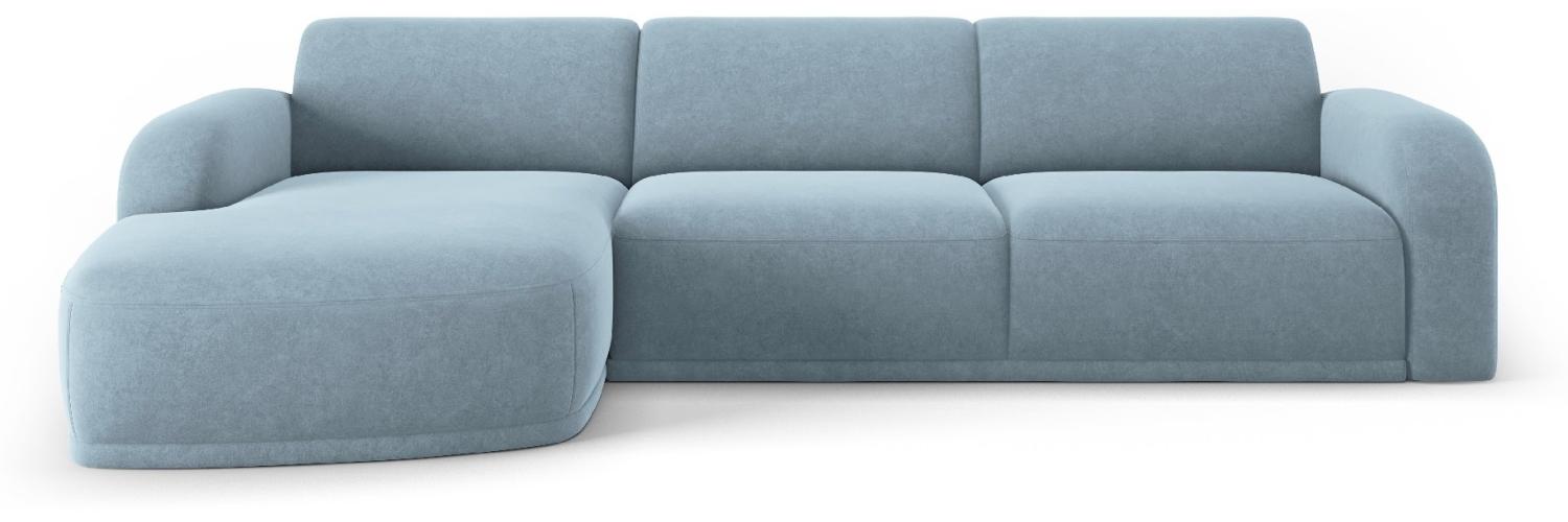 Micadoni Ecksofa Erin 4-Sitzer Links Samtstoff Hellblau Bild 1