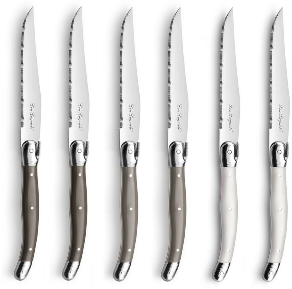 Lou Laguiole LAGUIOLE / TRADITION Steakmesser Set im Block 6-teilig perle, pfeffer, taupe hochglanzpoliert Bild 1