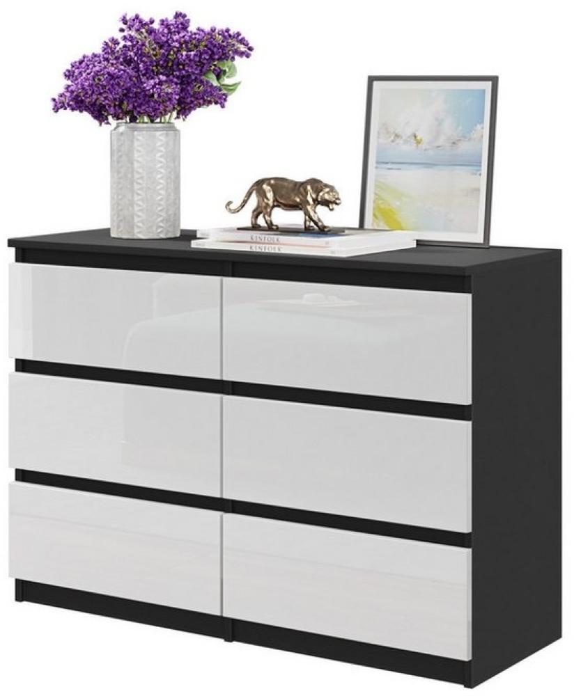 Furnica Kommode GABRIEL 6 Schubladen - Anthrazit Grau H70cm B100cm T33cm Bild 1