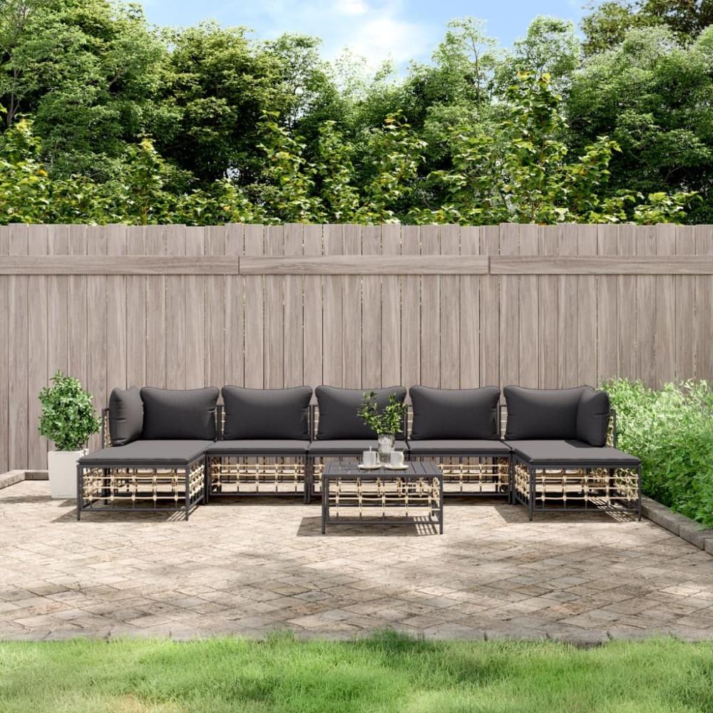 vidaXL 8-tlg. Garten-Lounge-Set mit Kissen Anthrazit Poly Rattan 3186785 Bild 1