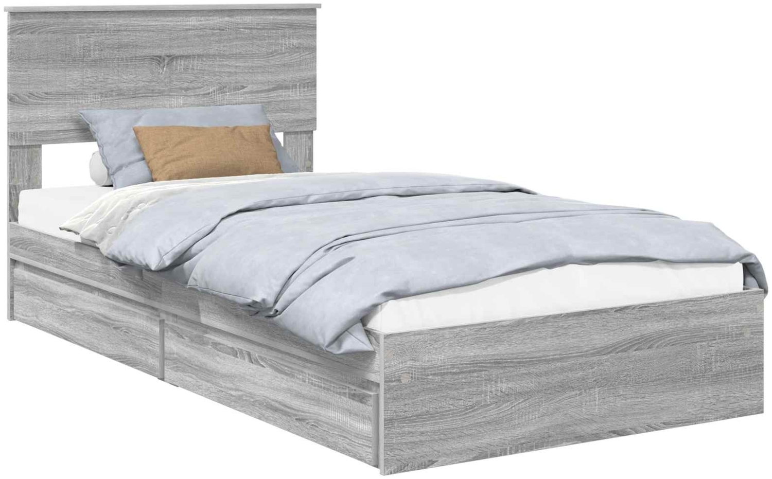 vidaXL Aufbewahrungsbett Graues Sonoma 100x200 cm Holzwerkstoff 3410831 Bild 1