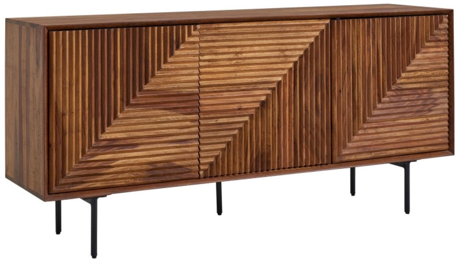 Sideboard 148x72x40 cm Sheesham Massivholz / Metall Anrichte Bild 1