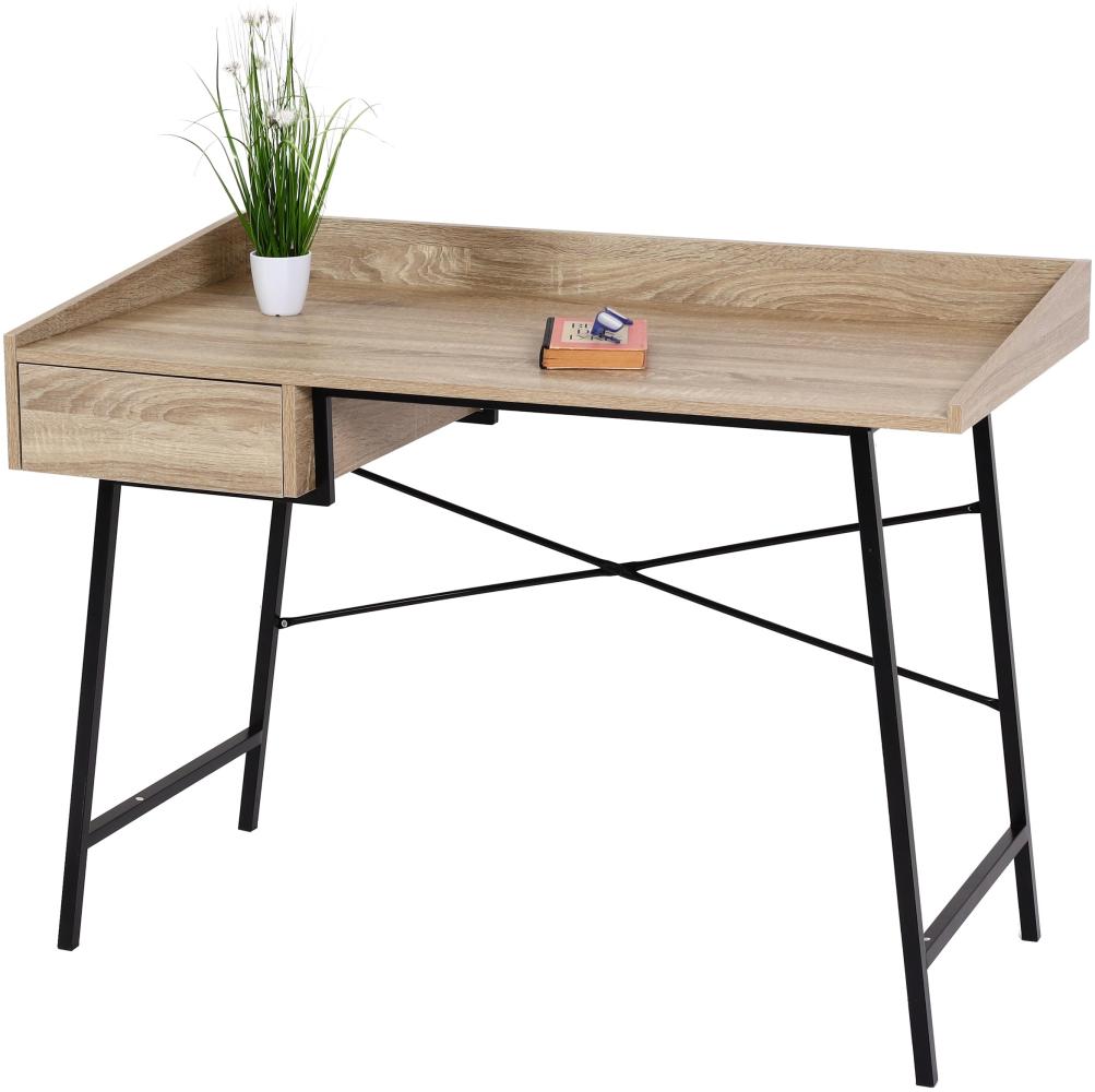 Konsolentisch HWC-J97, Schminktisch Ablagentisch, Schublade 3D-Struktur 98x114x60cm MVG-zertifiziert ~ Eiche-Optik Bild 1