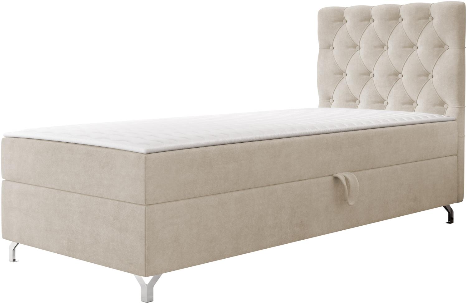 mirjan24 Boxspringbett mit H3-Matratze Cylio I  (Manila Seite: Links), beige, 80 x 200 cm Bild 1