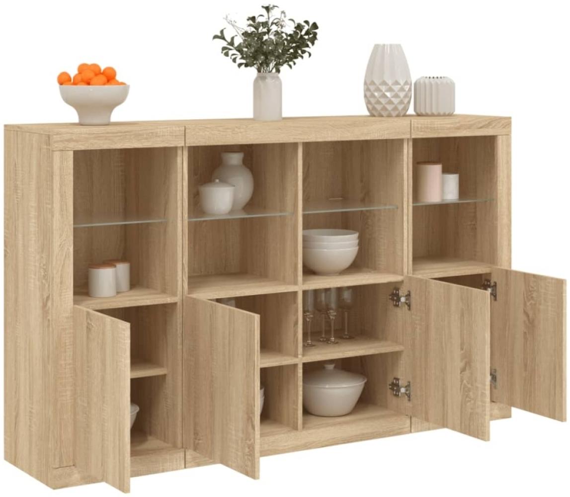 vidaXL Sideboards mit LED-Leuchten 3 Stk. Sonoma-Eiche Holzwerkstoff 3209116 Bild 1