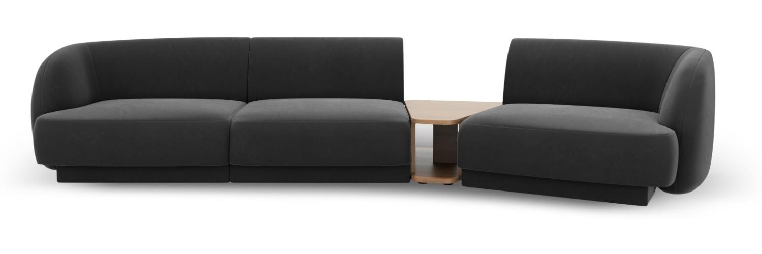 Micadoni Modulares Sofa Miley 3-Sitzer Rechts Samtstoff Grau Bild 1