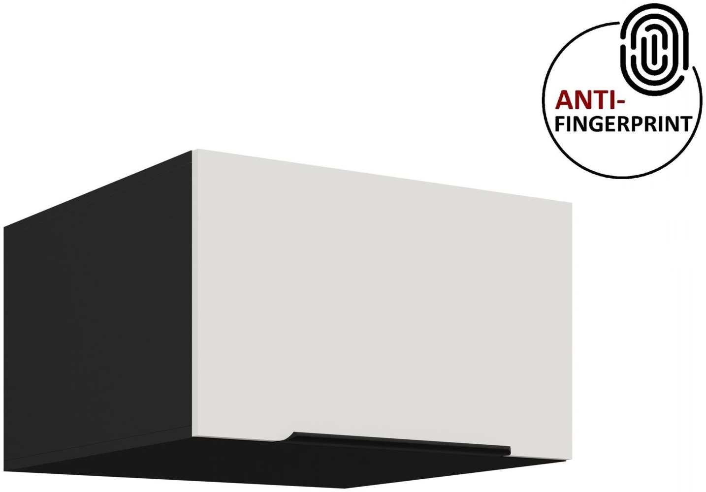 Küchen Aufsatzschrank 60 cm ARIA Weiss ultra matt + Schwarz matt, hochwertige Fronten mit Anti Fingerprint Beschichtung Küchenzeile Küchenblock Bild 1