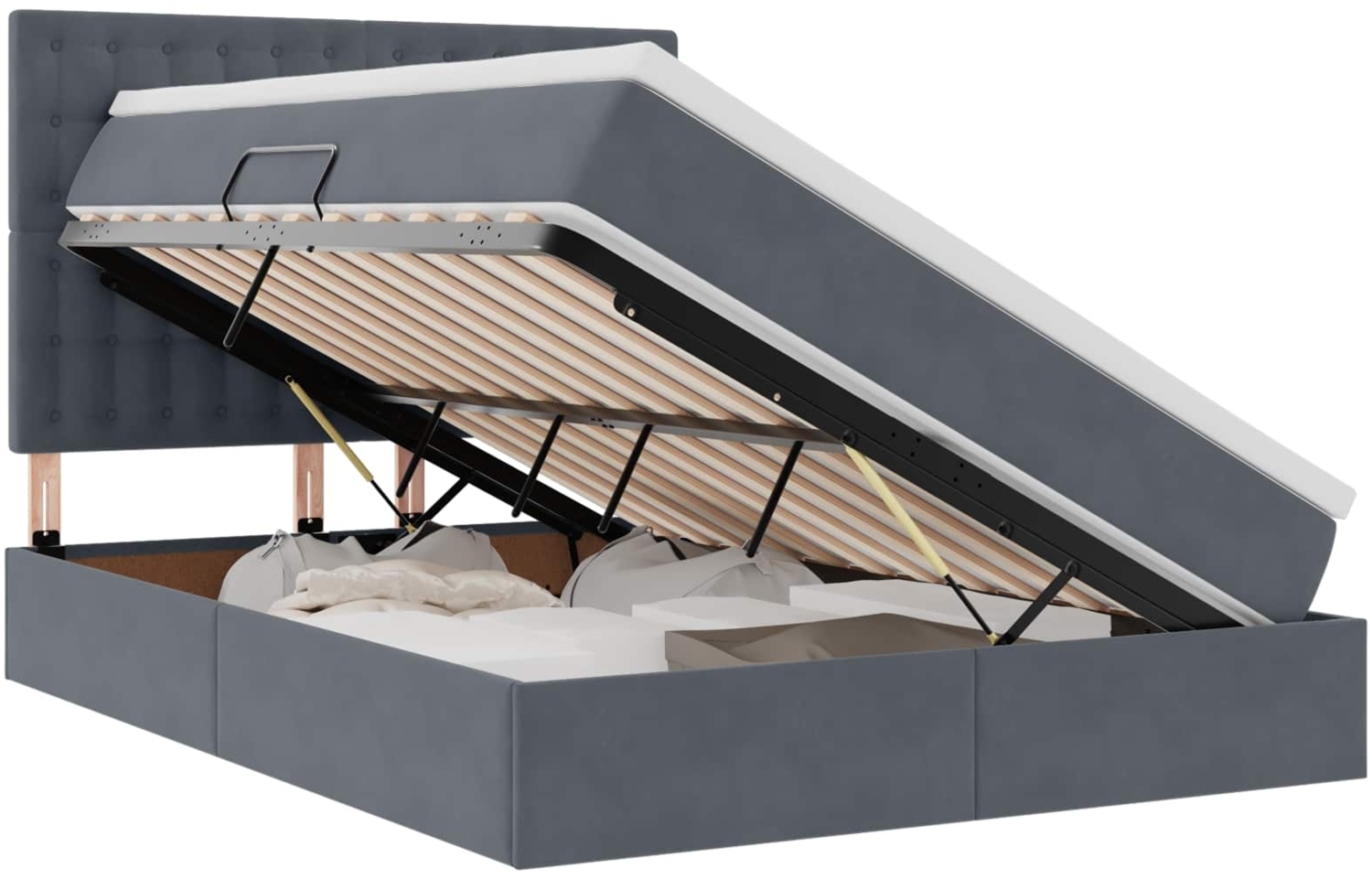 vidaXL Bett mit LED-Lichtleisten Dunkelgrau 140 x 200 cm Samt 3372790 Bild 1