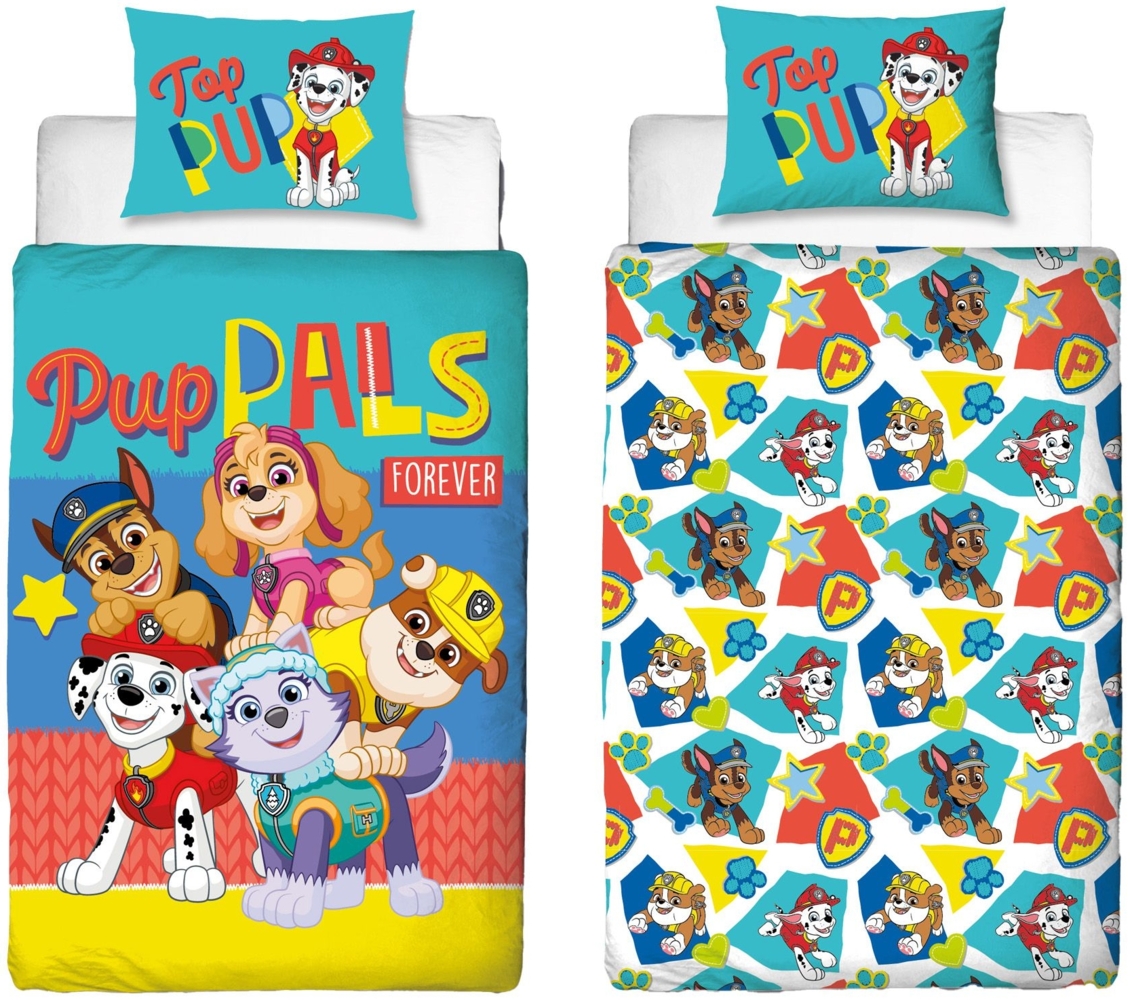 Paw Patrol Bettwäsche Set – Bettbezug 140x200 cm und Kopfkissenbezug 60x70 cm Bild 1