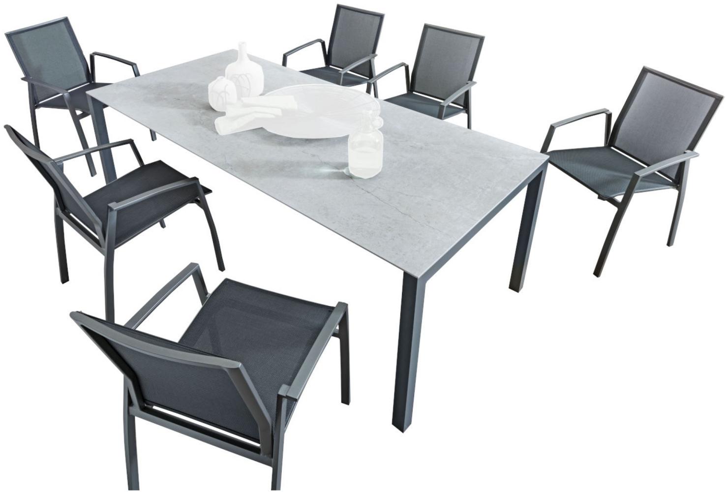 SIT Mobilia 7-tlg Sitzgruppe Etna/Argentina Alu anthrazit/Dekton/schwarz 210x95 cm Bild 1