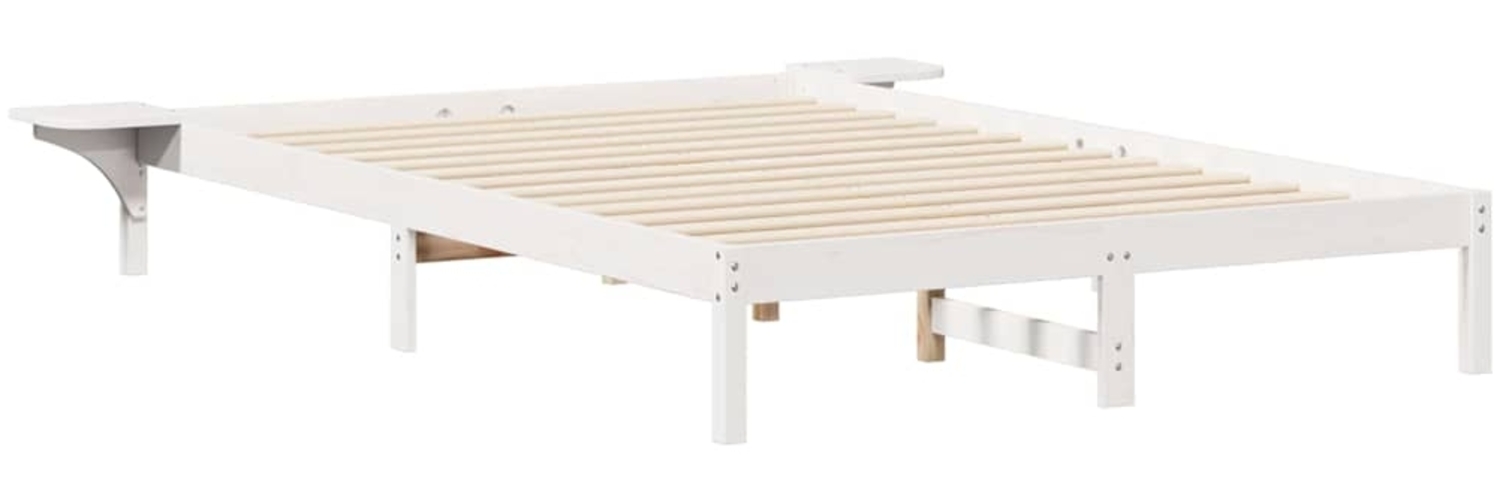 vidaXL Bettgestell mit Nachttischen Weiß 140 x 210 cm 873227 Bild 1