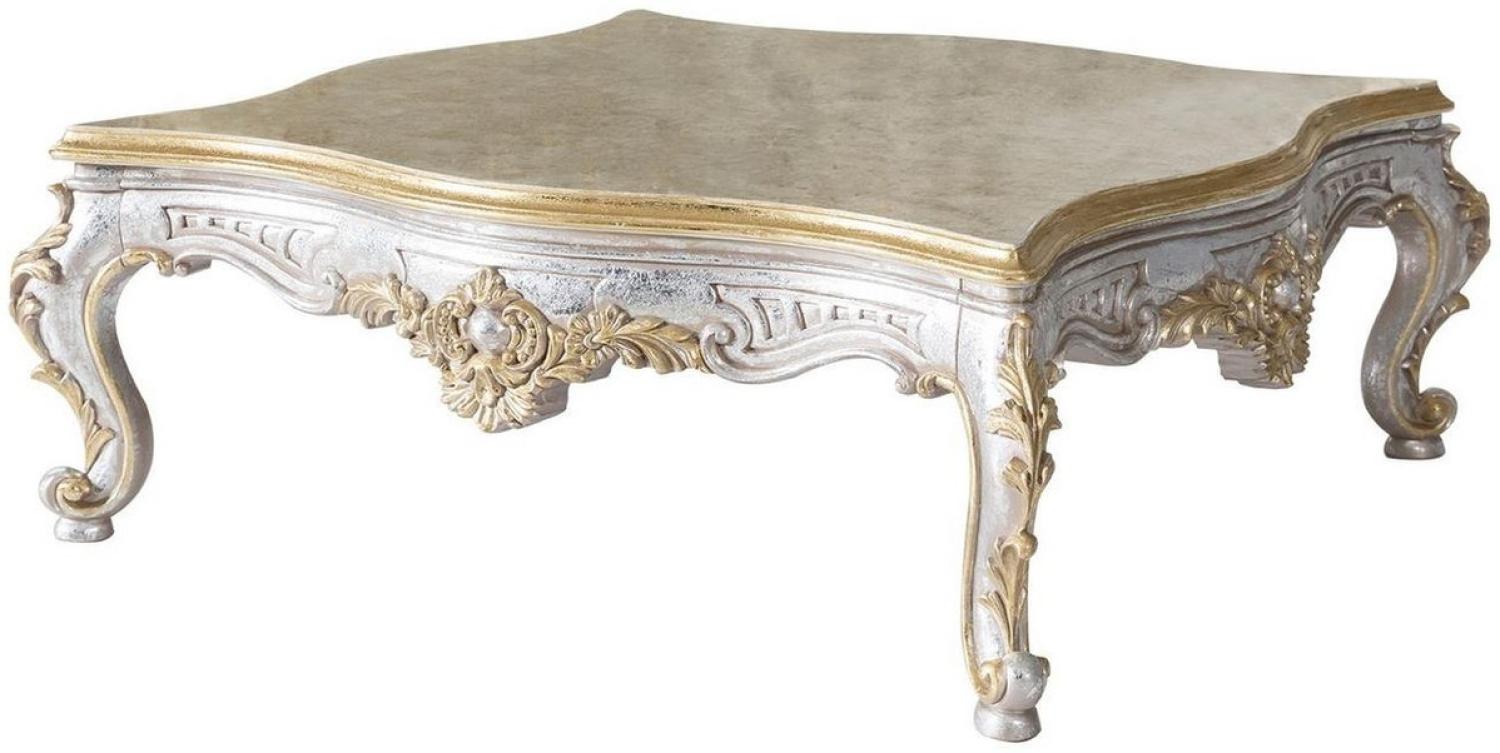 Casa Padrino Luxus Barock Couchtisch Gold / Silber 125 x 125 x H. 50 cm - Massivholz Wohnzimmertisch im Barockstil - Edel & Prunkvoll Bild 1