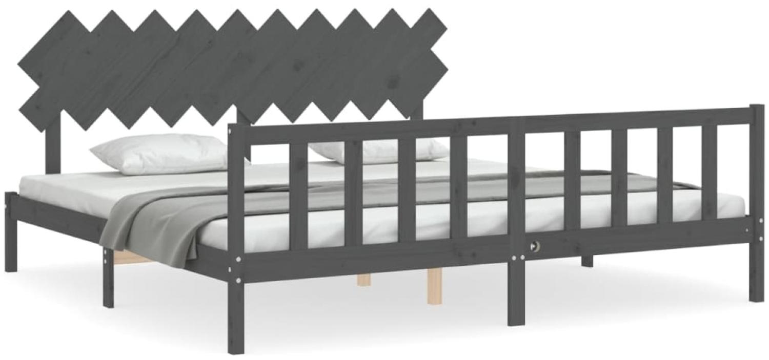 vidaXL Massivholzbett mit Kopfteil Grau 200x200 cm 3193488 Bild 1