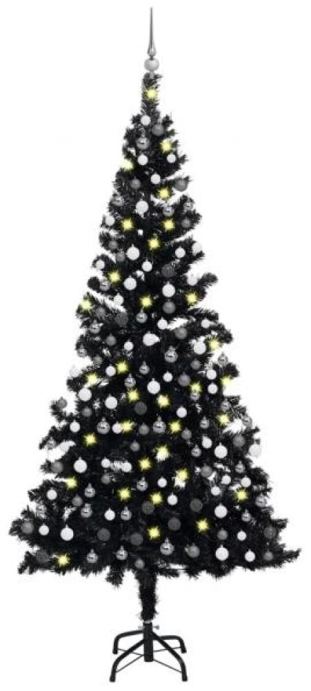 vidaXL Künstlicher Weihnachtsbaum Beleuchtung & Kugeln Schwarz 210 cm 3077677 Bild 1