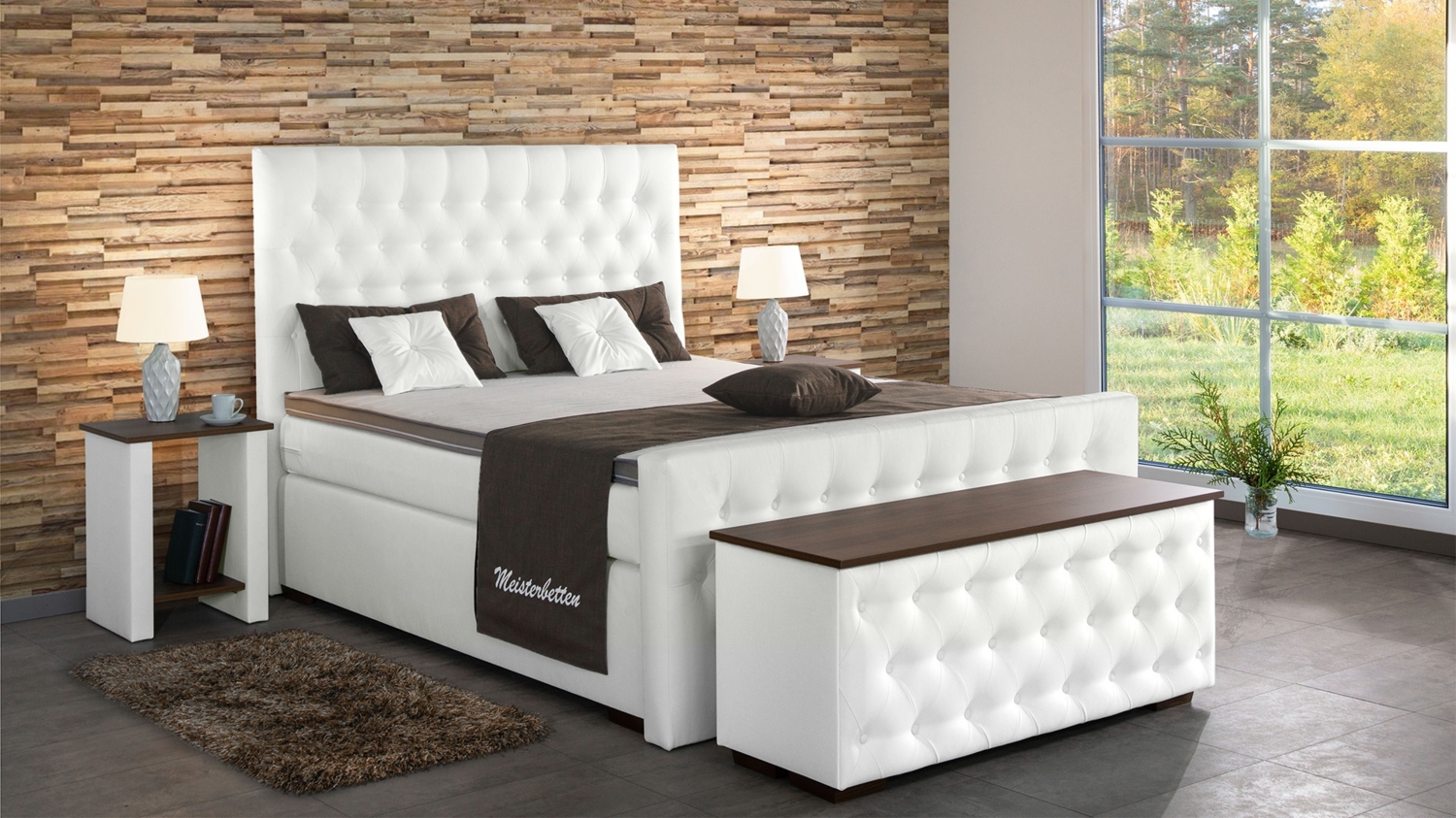 Meisterbetten Boxspringbett Tela 240x220 in KL-White, Matratzenbezug Nano, Ergoflex-Topper Bild 1
