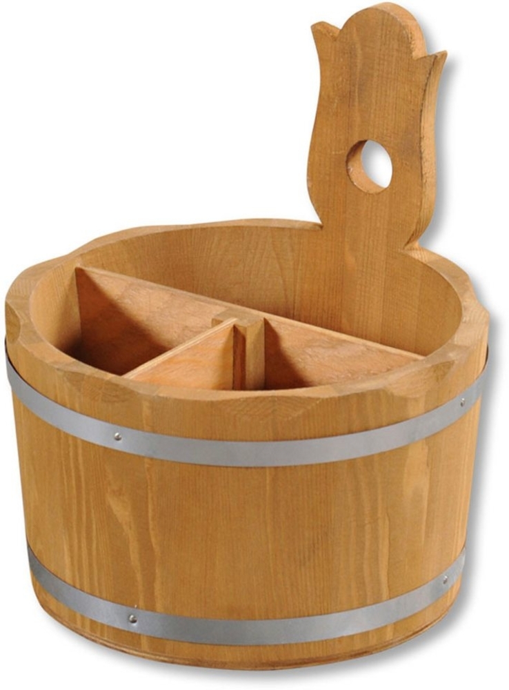 Besteckbox, 3-fach Einteilung - Kiefer - Ø 17cm Bild 1