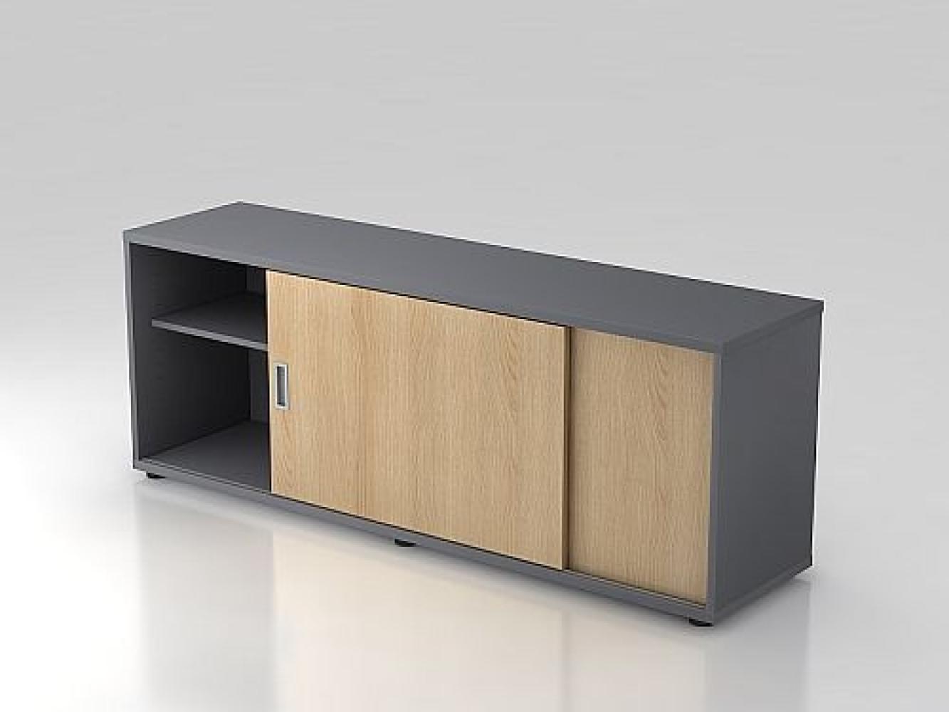 Sideboard 1,5OH beids. nutzbar Graphit / Eiche Bild 1