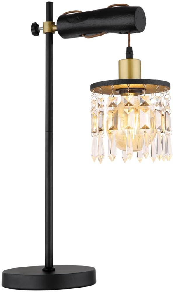Tischleuchte, messing schwarz, Kristallbehang H 55 cm Bild 1