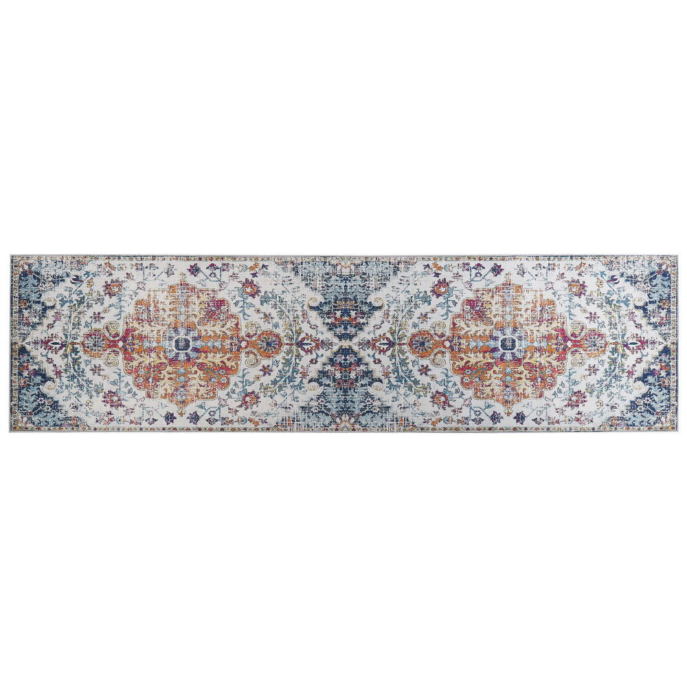 Teppich mehrfarbig orientalisches Muster 80 x 300 cm Kurzflor ENAYAM Bild 1