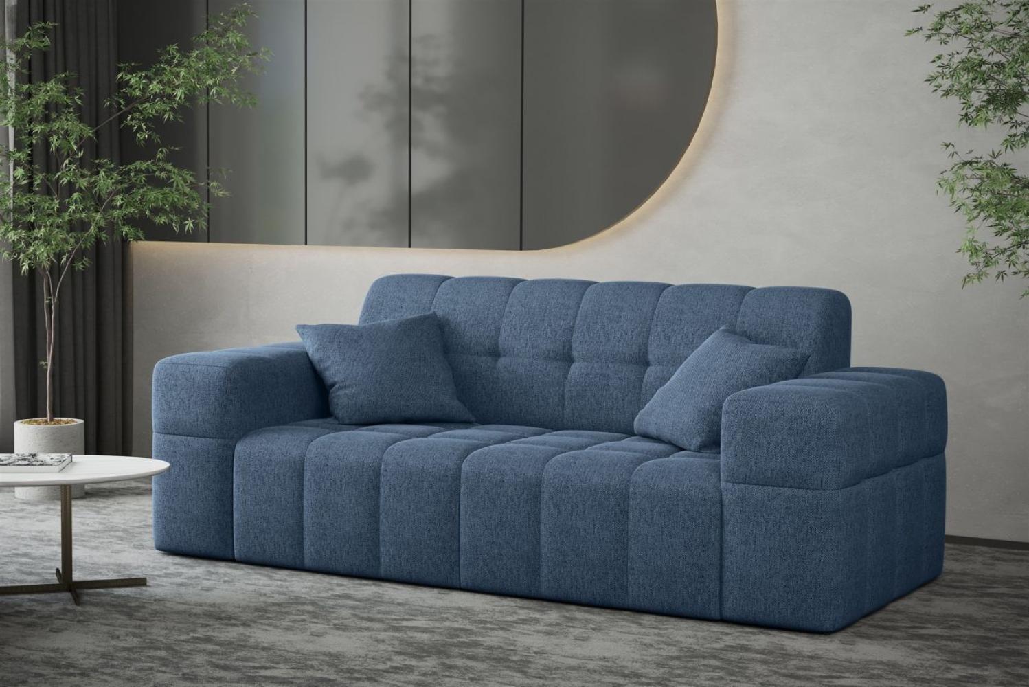 Sofa Designersofa NANCY 2-Sitzer in Stoff Neve Blau Bild 1