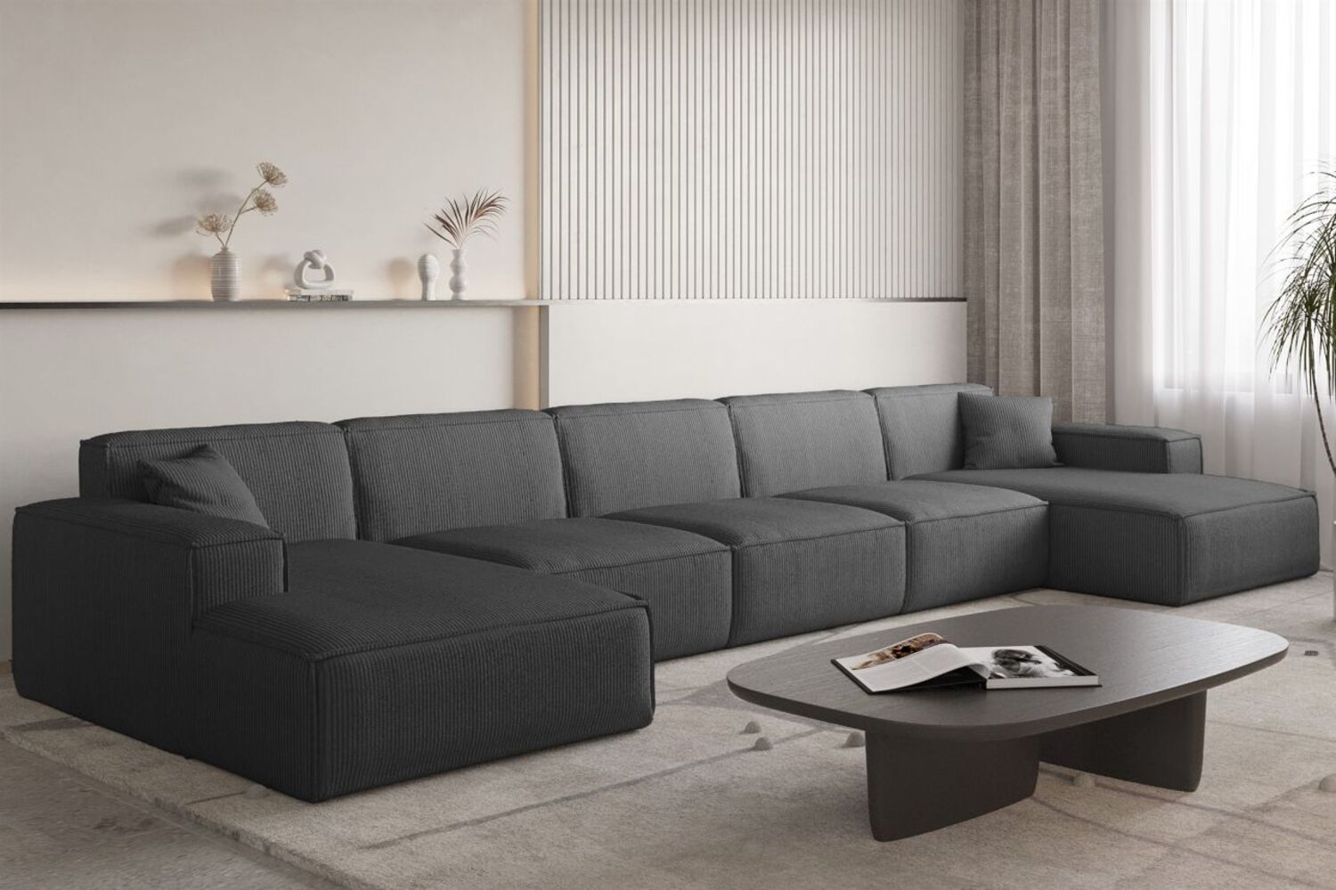 Wohnlandschaft Sofa U-Form CELES PREMIUM XL in Stoff Scala Anthrazit Bild 1