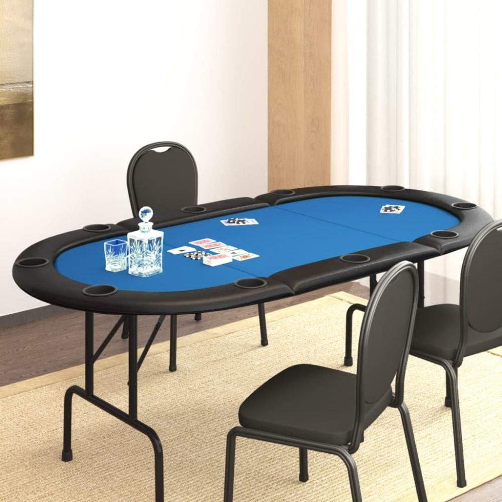 vidaXL Pokertisch Klappbar 10 Spieler Blau 206x106x75 cm 80403 Bild 1