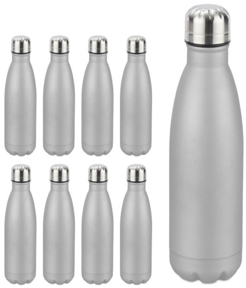 9 x Trinkflasche Edelstahl silber Bild 1