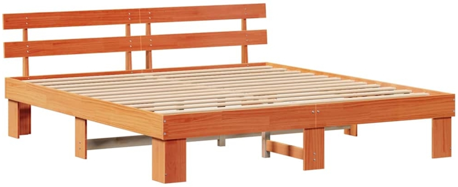 vidaXL Bettrahmen Wachsbraun 200 x 200 cm Massives Kiefernholz 872430 Bild 1
