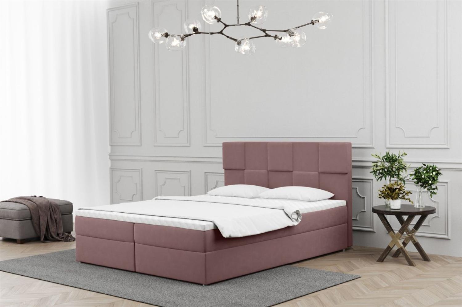 Boxspringbett Schlafzimmerbett JOLIE 180x200cm in Stoff Matt Velvet Altrosa Bild 1