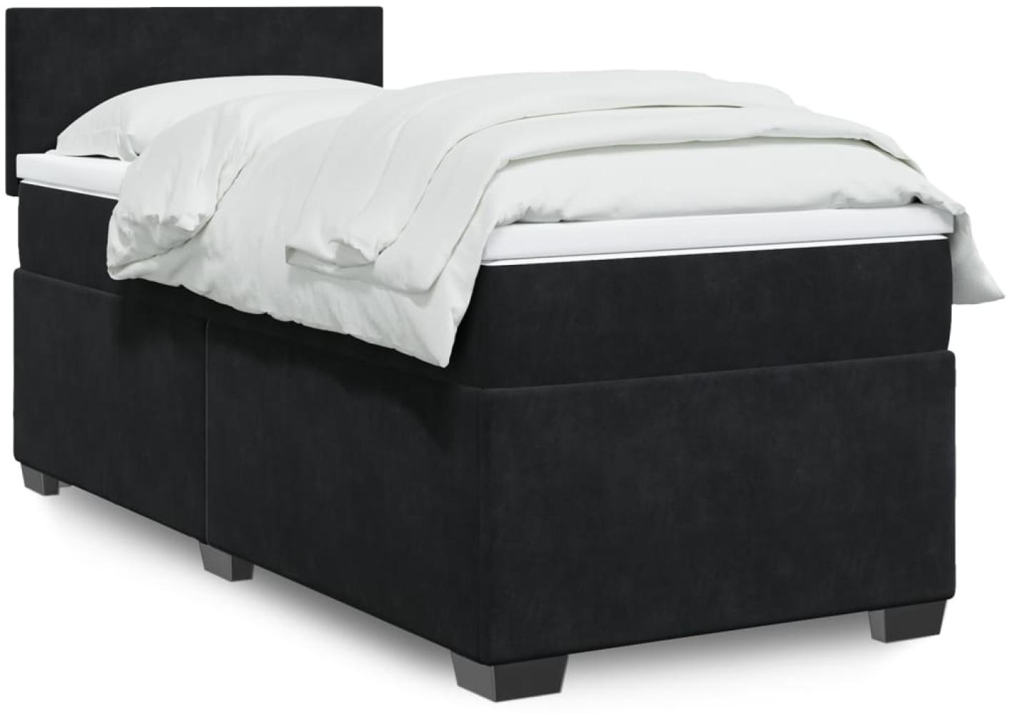 vidaXL Boxspringbett mit Matratze Schwarz 90x190 cm Samt 3288482 Bild 1