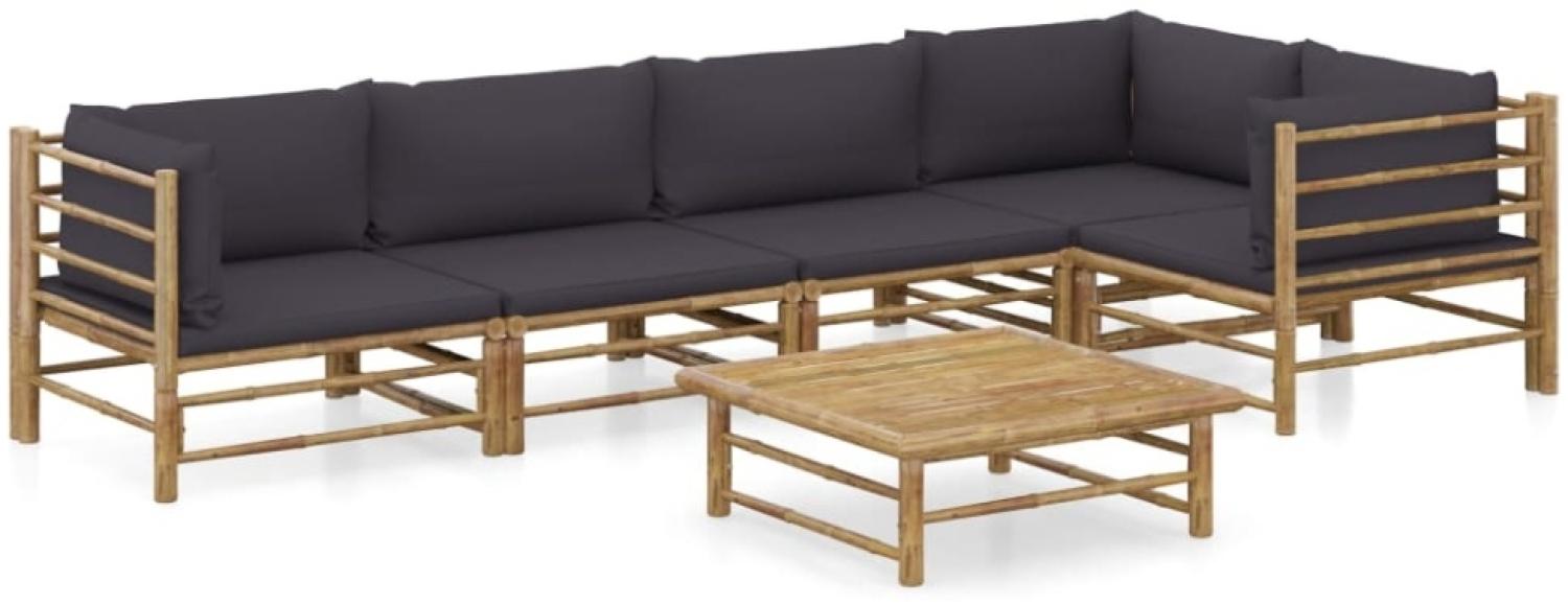 vidaXL 6-tlg. Garten-Lounge-Set mit Dunkelgrauen Kissen Bambus 3058240 Bild 1