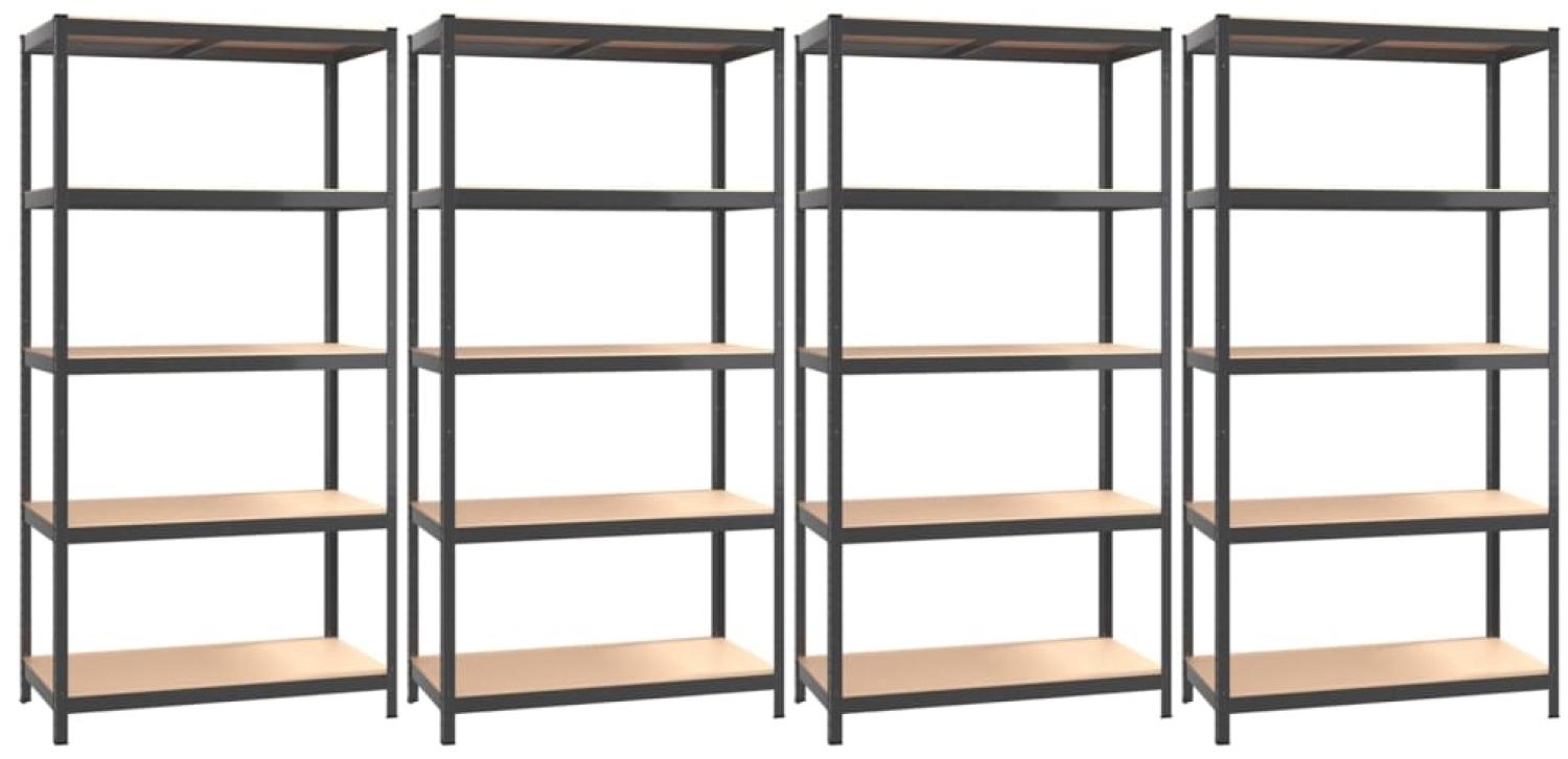 vidaXL Regale mit 5 Böden 4 Stk. Anthrazit Stahl & Holzwerkstoff 3154178 Bild 1