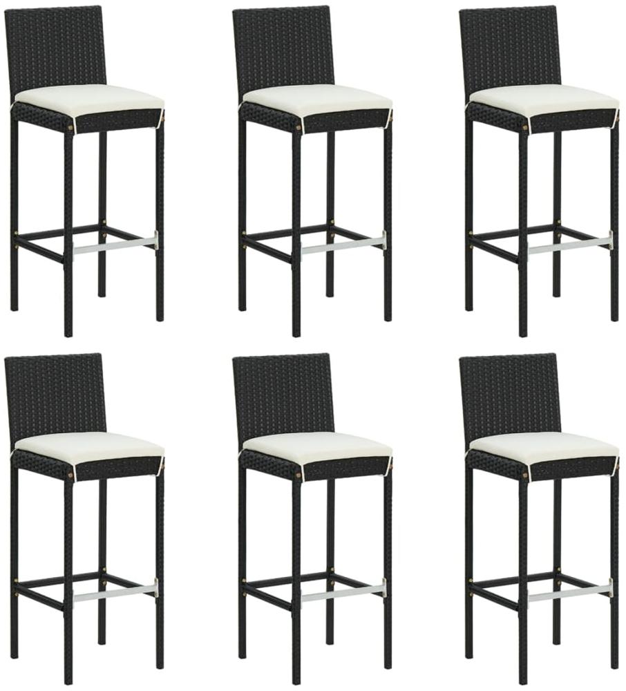 vidaXL Barhocker mit Kissen 6 Stk. Schwarz Poly Rattan 362578 Bild 1