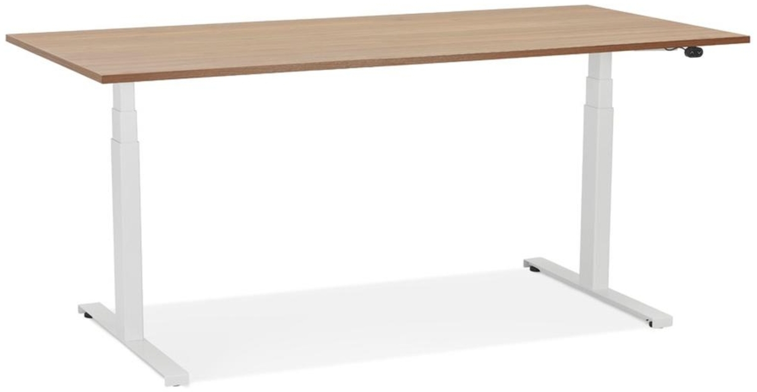 Kadima Design Büroschreibtisch elektrisch höhenverstellbar 65-133 cm | 160x80 cm | ergonomisch braun-weiß | Schreibtisch Melaminholz Bild 1