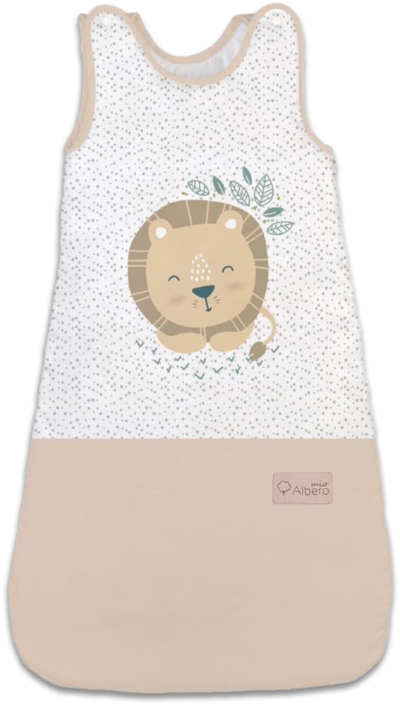 Albero Mio Schlafsack 1,5 TOG | Größen 77x35 cm | Babyschlafsack ohne Ärmel | Babyschlafsack | 100% Baumwolle | Jungen- und Mädchenschlafsack | Löwe Bild 1