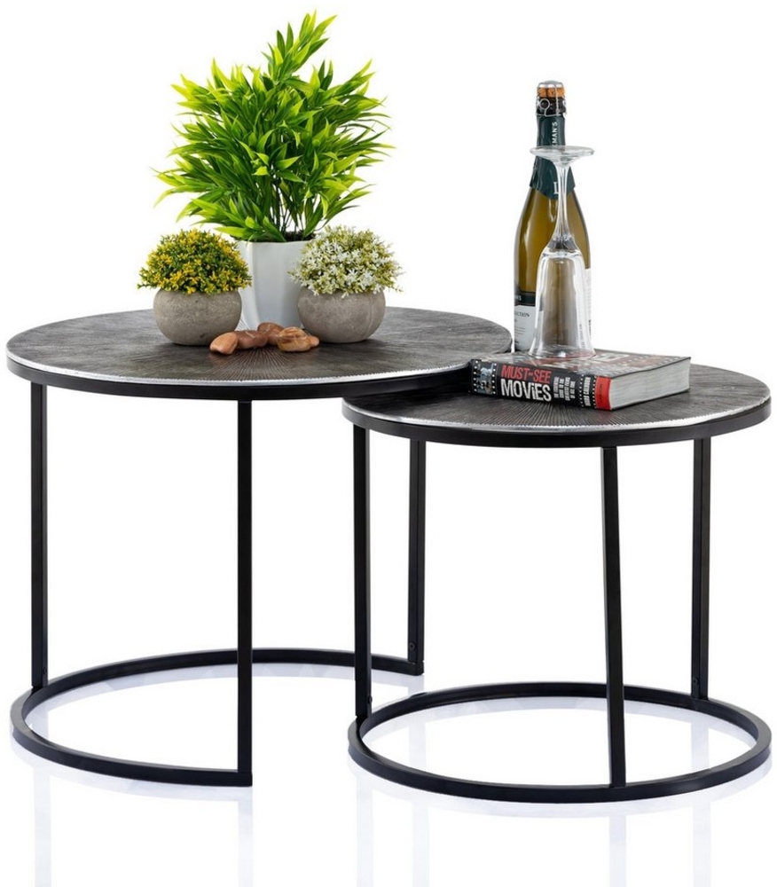 ELYFLAIR Couchtisch ELYFLAIR® 2er Set Couchtisch Silber Metall - Edeles Beistelltisch-Set Bild 1