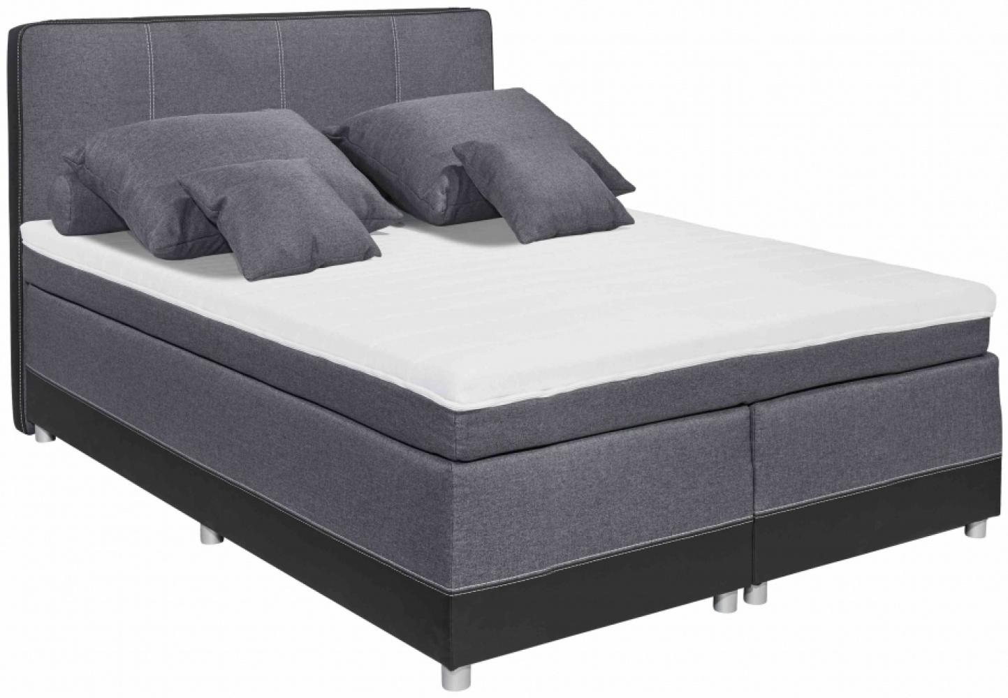 Boxspringbett Jugendbett Polsterbett LUANDA 3 140 x 200 cm schwarz anthrazit grau Bild 1