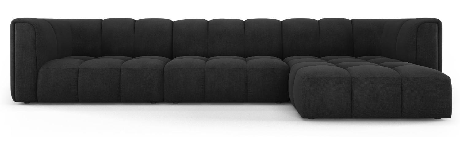 Micadoni Modulares Ecksofa Serena 5-Sitzer Strukturierter Stoff, Schwarz, Rechts Bild 1