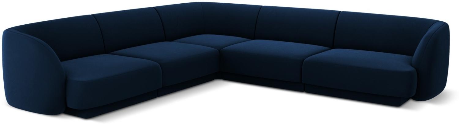 Micadoni 5-Sitzer Samtstoff Reversible Ecksofa Miley | Bezug Royal Blue | Beinfarbe Black Plastic Bild 1