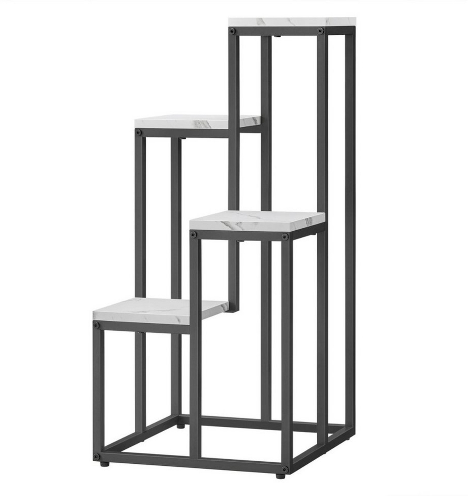 Home Collective Regal Blumentopfregal Ideal für Wohnzimmer, Schlafzimmer, Flur, oder Büro, maximallast pro regal 5kg Blumenständer, mit Stahlrahmen für Stabilität Selbstmontage Ideal für Wohnzimmer, Schlafzimmer, Flur, oder Büro, 4 Ebene in Marmor mit ... Bild 1