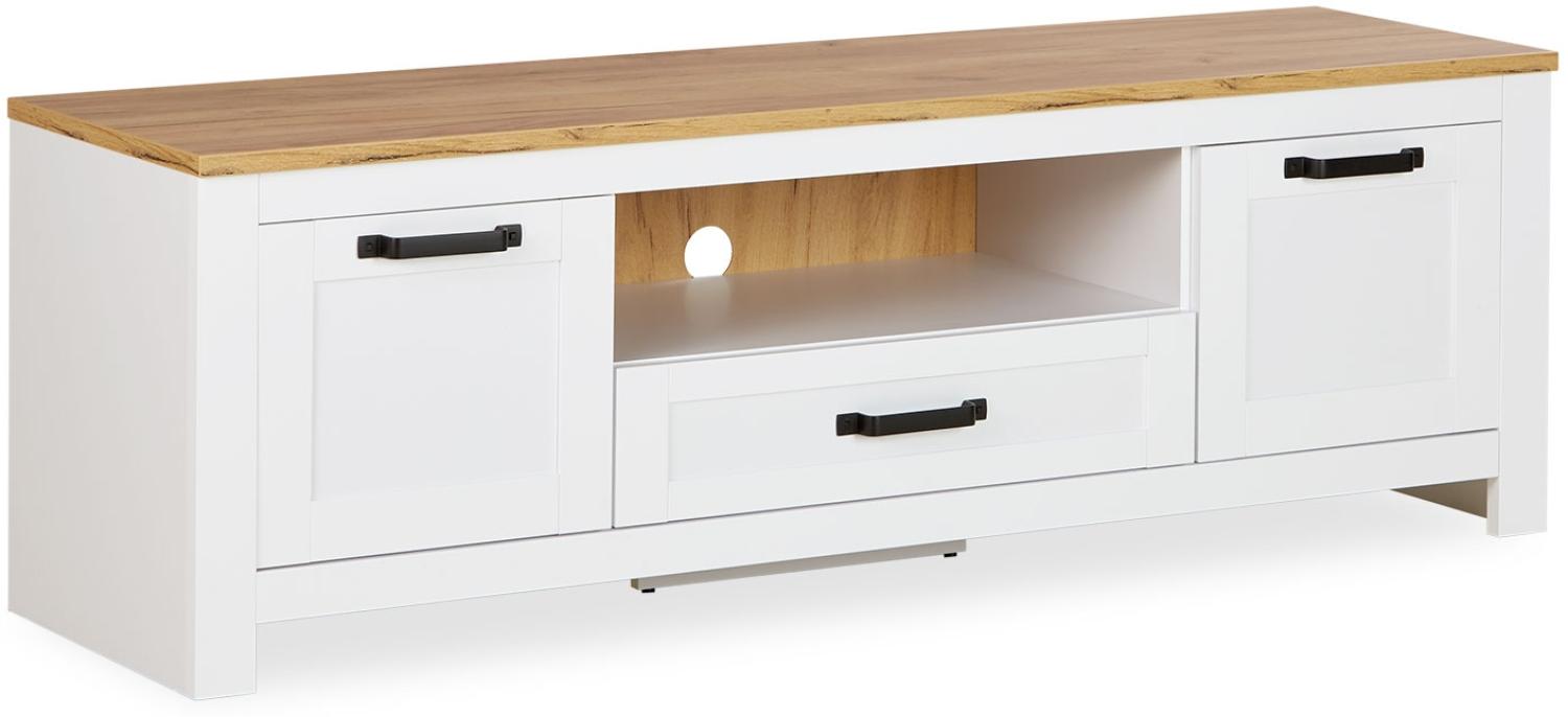 Homestyle4u TV-Schrank, Landhaus, Eiche weiß / natur, B/H/T: 164 x 53,5 x 46 cm Bild 1