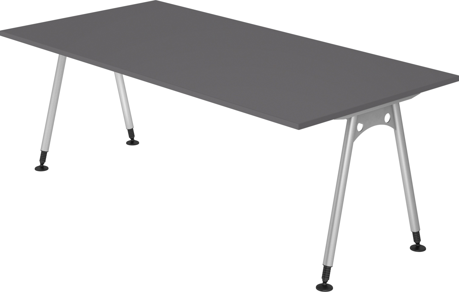 bümö manuell höhenverstellbarer Schreibtisch 200x100 cm in graphit - PC Tisch höhenverstellbar & groß, höhenverstellbarer Tisch Büro, großer Computertisch verstellbar, A-Serie, AS-2E-G Bild 1