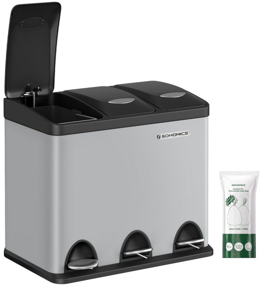 Songmics Mülleimer Mülltrennsystem, aus Metall, 24 L, Küche Bild 1