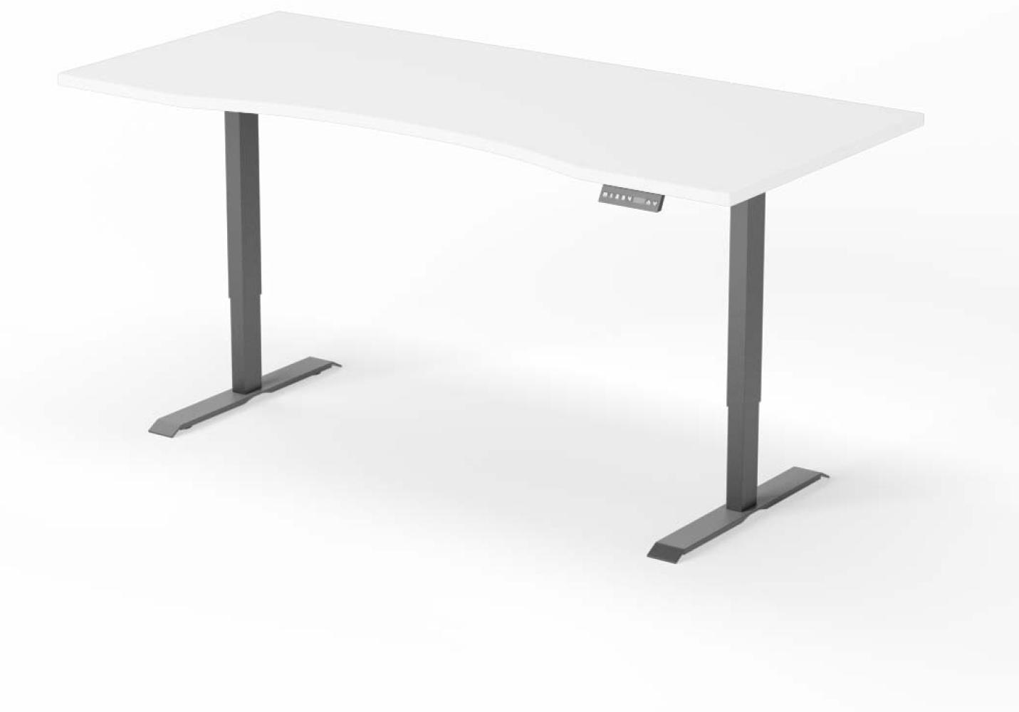 elektrisch höhenverstellbarer Schreibtisch CURVED 200 x 90 cm - Gestell Schwarz, Platte Weiss Bild 1