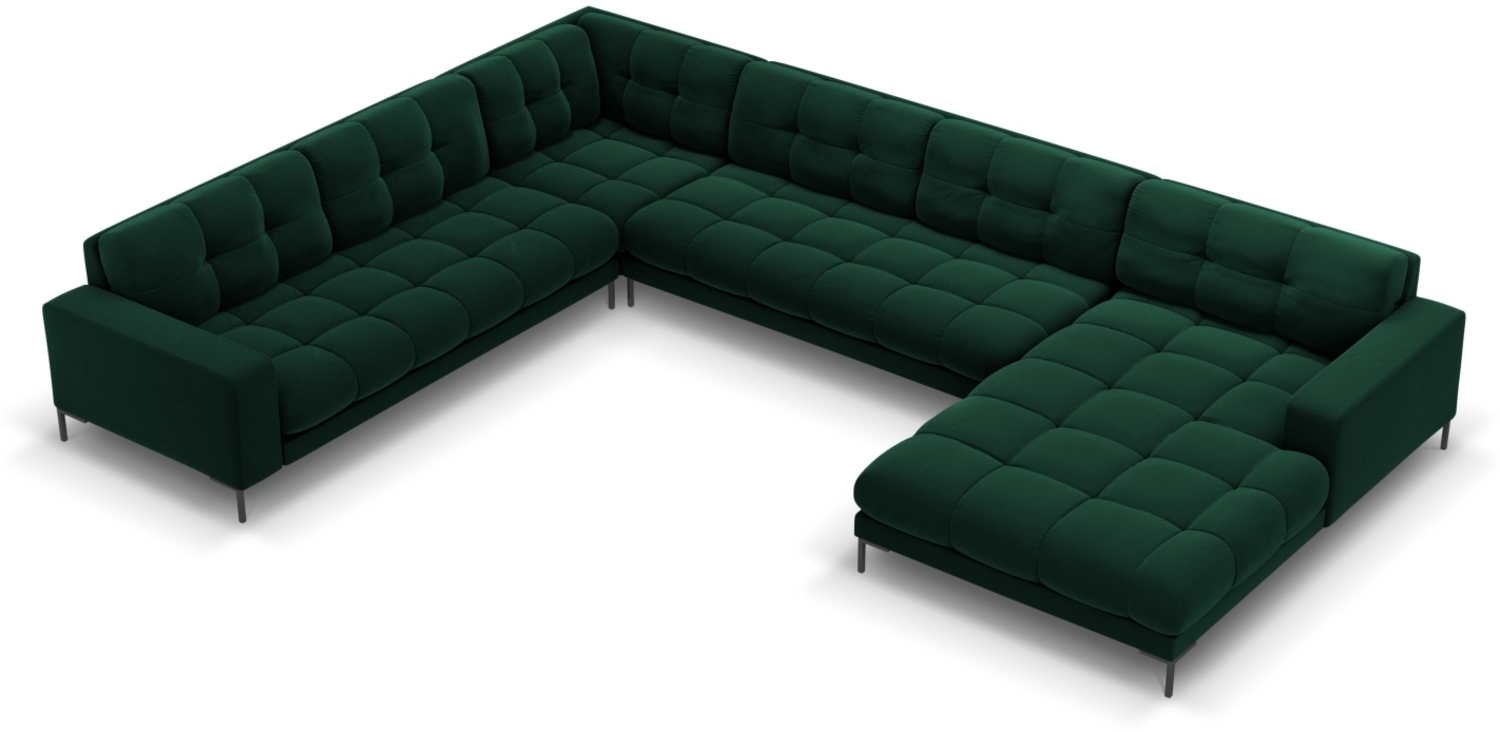 Micadoni Wohnlandschaft Mamaia 7-Sitzer Links Samtstoff Bluvel Flaschengrün schwarze Beine Bild 1