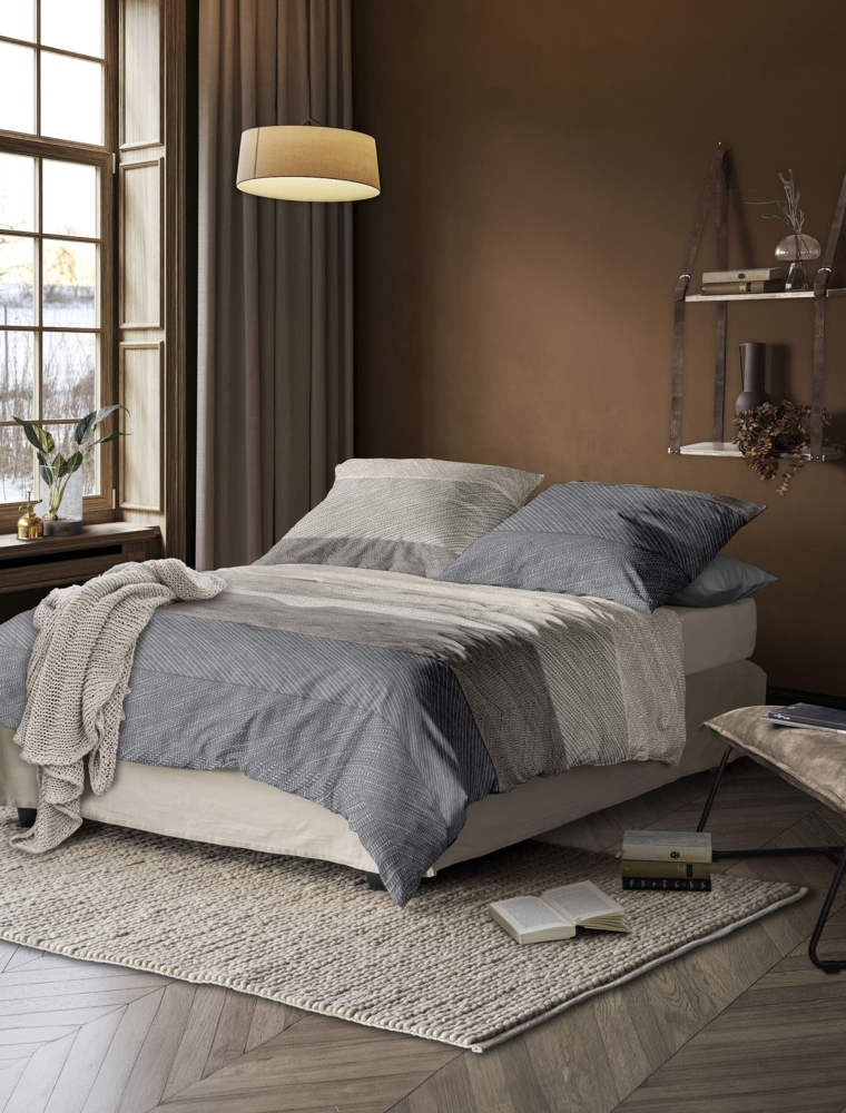 Irisette Feinbiber Bettwäsche Koala 155x220 Streifen beige grau silber 8430-80 Bild 1