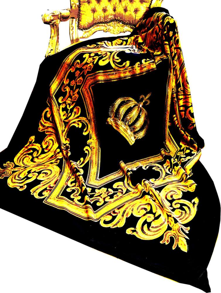 Luxus Wohndecke Pompöös by Casa Padrino Barock Krone Schwarz / Gold von Harald Glööckler mit Glitzersteinen Bild 1