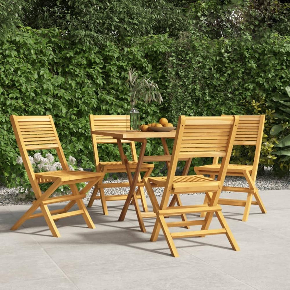 vidaXL Gartenstühle 4 Stk. Klappbar 47x62x90 cm Massivholz Teak 3155064 Bild 1